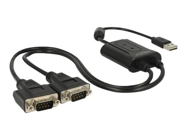 Delock USB 2.0 to 2 x serial RS-232 - Seriell adapter - USB 2.0 - RS-232 x 2