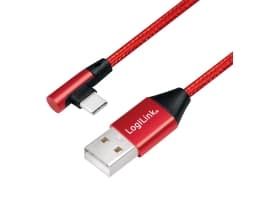 LogiLink CU0145, 0,3 m, USB A, USB C, USB 2.0, 0,48 Gbit/s, Rød