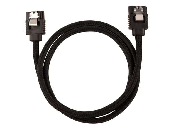CORSAIR Premium Sleeved - SATA-kabel - Serial ATA 150/300/600 - SATA (hane) rak, låst till SATA (hane) rak, låst - 60 cm - svart (paket om 2)