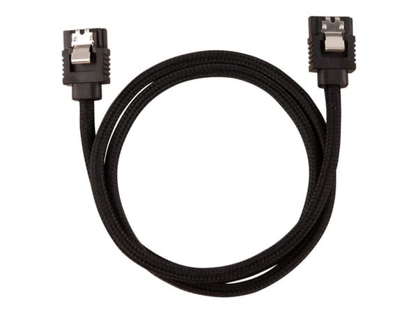 CORSAIR Premium Sleeved - SATA-kabel - Serial ATA 150/300/600 - SATA (hane) rak, låst till SATA (hane) rak, låst - 60 cm - svart (paket om 2)