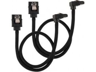 CORSAIR Premium Sleeved - SATA-kabel - Serial ATA 150/300/600 - SATA (hane) rak, låst till SATA (hane) högervinklad - 30 cm - svart (paket om 2)