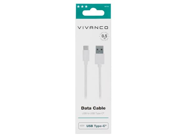 Vivanco DCVVUSBC20A05W, 0,5 m, USB A, USB C, Hvit