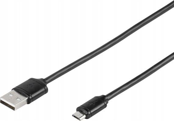 Vivanco 35815, 1 m, USB A, Micro-USB B, USB 2.0, Hane/Hona, Svart
