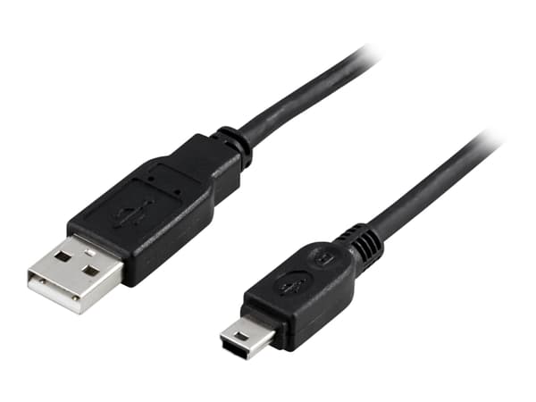 DELTACO USB-23 - USB-kabel - USB (hane) till mini-USB typ B (hane) - USB 2.0 - 50 cm - svart