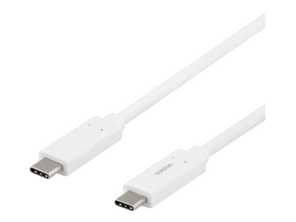 DELTACO - USB-kabel - 24-polig USB-C (hankontakt) till 24-polig USB-C (hankontakt) - 1 m - vit
