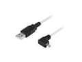 Miniatyrbild 5 av 5: DELTACO - USB-kabel - USB (hane) till mikro-USB typ B (hane) - 2 m - 90° kontakt - grå