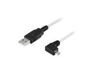 DELTACO - USB-kabel - USB (hane) till mikro-USB typ B (hane) - 2 m - 90° kontakt - grå