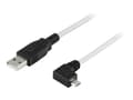 Miniatyrbild 2 av 5: DELTACO - USB-kabel - USB (hane) till mikro-USB typ B (hane) - 2 m - 90° kontakt - grå