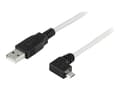 Miniatyrbild 1 av 5: DELTACO - USB-kabel - USB (hane) till mikro-USB typ B (hane) - 2 m - 90° kontakt - grå