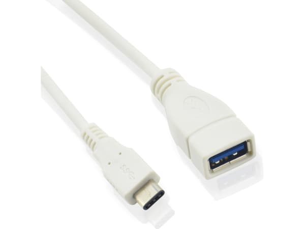 MicroConnect - USB-adapter - USB-type A (hunn) til 24 pin USB-C (hann) - USB 3.2 Gen 1 - 20 cm - hvit