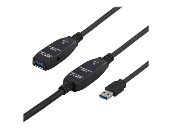 DELTACO USB3-1008 - USB-förlängningskabel - USB typ A (hona) till USB typ A (hane) - USB 3.0 - 15 m - aktiv - svart