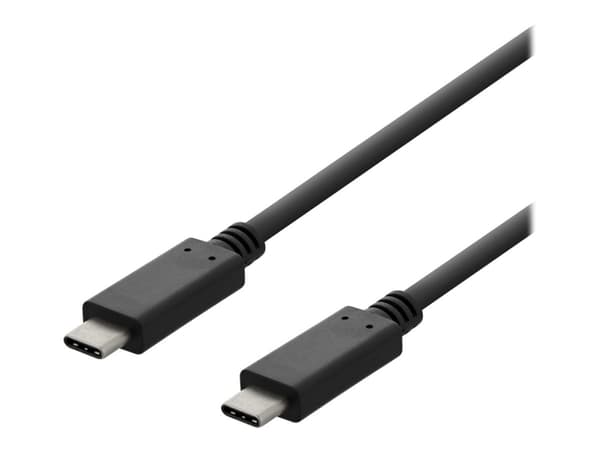 DELTACO USBC-2002 - USB-kabel - 24 pin USB-C (hann) til 24 pin USB-C (hann) - USB 2.0 - 3 A - 2 m - svart