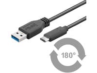 MicroConnect - USB-kabel - USB typ A (hane) till 24 pin USB-C (hane) - USB 3.1 - 50 cm - formpressad - svart