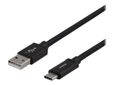 DELTACO USB-A to USB-C cable, 1m, USB 2.0, braided, black