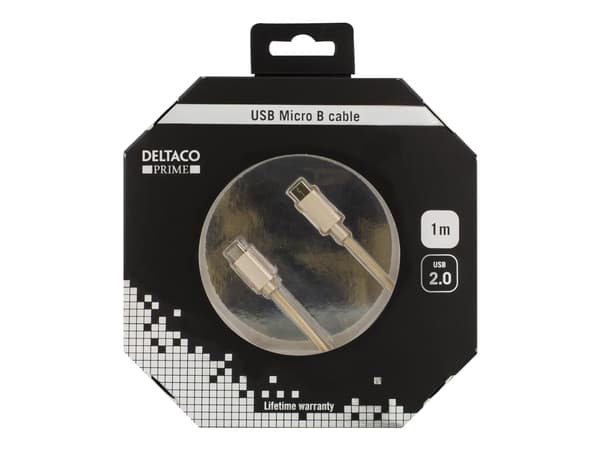 DELTACO Prime USBC-1250 - USB-kabel - 24 pin USB-C (hane) till mikro-USB typ B (hane) - USB 2.0 - 1 m - guld
