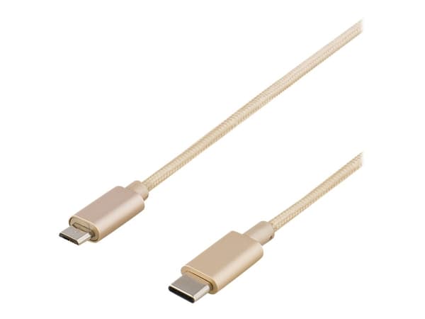DELTACO Prime USBC-1250 - USB-kabel - 24 pin USB-C (hane) till mikro-USB typ B (hane) - USB 2.0 - 1 m - guld