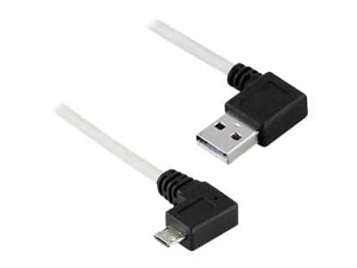 DELTACO USB-302D - USB-kabel - USB (hann) til Micro-USB type B (hann) vinklet - USB 2.0 - 2 m - grå