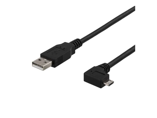 DELTACO USB-302D - USB-kabel - USB (hann) til Micro-USB type B (hann) vinklet - USB 2.0 - 2 m - grå