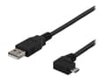 Miniatyrbilde 1 av 5: DELTACO USB-302D - USB-kabel - USB (hann) til Micro-USB type B (hann) vinklet - USB 2.0 - 2 m - grå