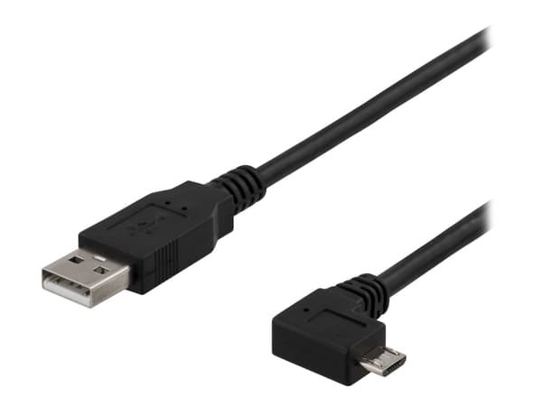 DELTACO USB-302D - USB-kabel - USB (hann) til Micro-USB type B (hann) vinklet - USB 2.0 - 2 m - grå