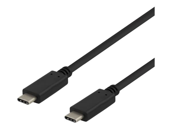 DELTACO USBC-1401 - USB-kabel - USB-C (hane) till USB-C (hane) - USB 3.1 Gen 2 - 5 A - 50 cm - USB-strömleverans (5A, 100W) - svart