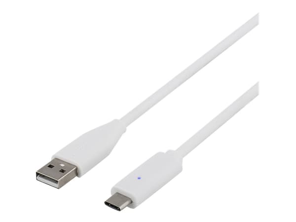DELTACO - USB-kabel - USB (hane) till 24 pin USB-C (hane) - USB 2.0 - 25 cm - vit