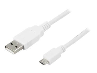 DELTACO USB-301W - USB-kaapeli - USB (uros) - Micro-USB tyyppi B (uros) - 1 m - valkoinen - valkoinen