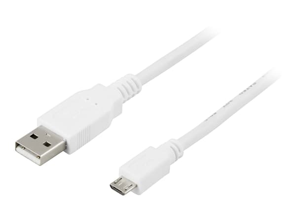 DELTACO USB-301W - USB-kaapeli - USB (uros) - Micro-USB tyyppi B (uros) - 1 m - valkoinen - valkoinen