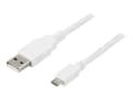 Pikkukuva 1 / 5: DELTACO USB-301W - USB-kaapeli - USB (uros) - Micro-USB tyyppi B (uros) - 1 m - valkoinen - valkoinen