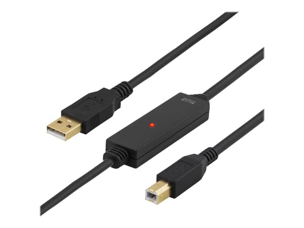 DELTACO USB-EX05M - USB-kabel - USB-type B (hann) til USB (hann) - 5 m - aktiv - svart