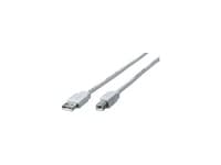 Equip 128653 USB-kablar 1 m USB 2.0 USB A USB B Silver, Transparent