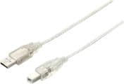 Equip 128653 USB-kablar 1 m USB 2.0 USB A USB B Silver, Transparent