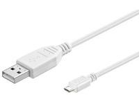 Microconnect USB A/Micro USB B, 1.8 m, 1,8 m, USB A, Micro-USB B, USB 2.0, Uros/uros, Valkoinen