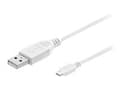 Pikkukuva 1 / 5: Microconnect USB A/Micro USB B, 1.8 m, 1,8 m, USB A, Micro-USB B, USB 2.0, Uros/uros, Valkoinen
