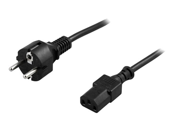 DELTACO DEL-109L - Strömkabel - power CEE 7/7 (hane) rak till power IEC 60320 C13 rak - AC 250 V - 10 A - 1 m - svart
