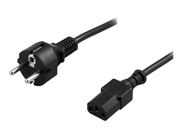 DELTACO DEL-109L - Strømkabel - power CEE 7/7 (hann) rett til power IEC 60320 C13 rett - AC 250 V - 10 A - 1 m - svart