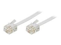 DELTACO - Telefonkabel - RJ-11 (hane) till RJ-11 (hane) - 2 m - vit