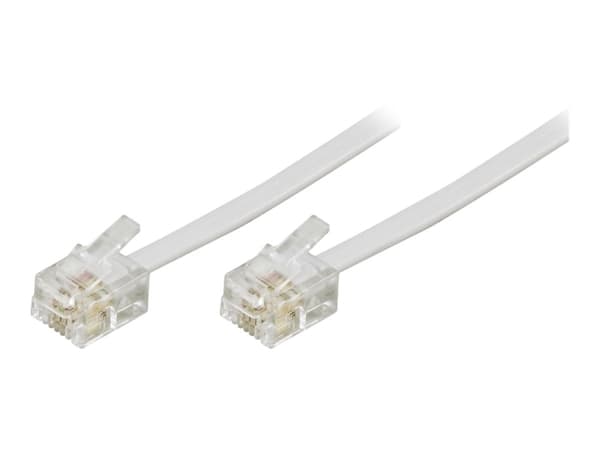 DELTACO - Telefonkabel - RJ-11 (hane) till RJ-11 (hane) - 2 m - vit
