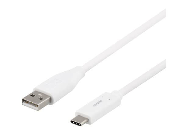 DELTACO USBC-1011M - USB-kabel - 24 pin USB-C (hann) til USB (hann) - 2 m - hvit