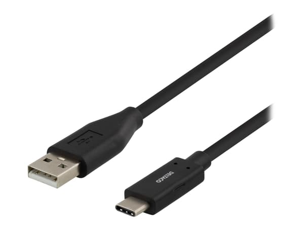 DELTACO - USB-kabel - 24 pin USB-C (hane) till USB (hane) - USB 2.0 - 2 m - reversibel C-kontakt - svart
