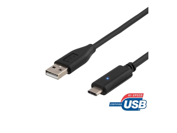 DELTACO - USB-kabel - 24 pin USB-C (hane) till USB (hane) - USB 2.0 - 2 m - reversibel C-kontakt - svart