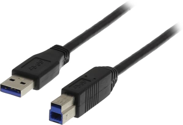 DELTACO USB3-130 - USB-kabel - USB Type B (hane) till USB typ A (hane) - USB 3.0 - 3 m - svart