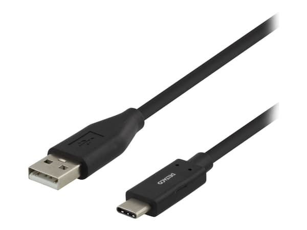 DELTACO USBC-1005M - USB-kabel - USB-C (hane) till USB (hane) - USB 2.0 - 3 A - 1,5 m - svart