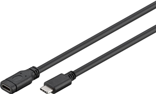 MicroConnect - USB-forlengelseskabel - 24 pin USB-C (hann) til 24 pin USB-C (hunn) - USB 3.1 - 3 A - 1 m - svart, sølv