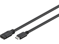 MicroConnect - USB-forlengelseskabel - 24 pin USB-C (hann) til 24 pin USB-C (hunn) - USB 3.1 - 3 A - 1 m - svart, sølv