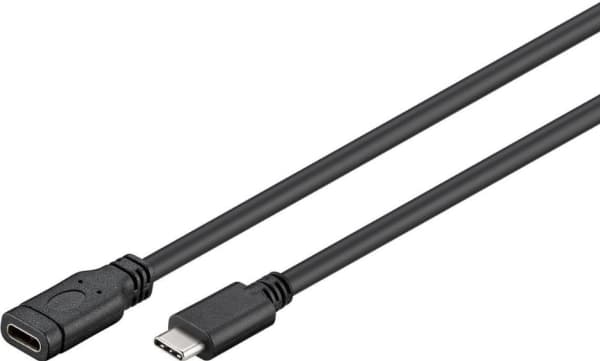 MicroConnect - USB-forlengelseskabel - 24 pin USB-C (hann) til 24 pin USB-C (hunn) - USB 3.1 - 3 A - 1 m - svart, sølv