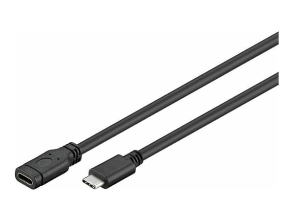 MicroConnect - USB-forlengelseskabel - 24 pin USB-C (hann) til 24 pin USB-C (hunn) - USB 3.1 - 3 A - 1 m - svart, sølv