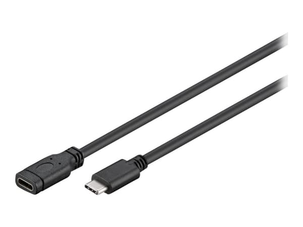 MicroConnect - USB-forlengelseskabel - 24 pin USB-C (hann) til 24 pin USB-C (hunn) - USB 3.1 - 3 A - 1 m - svart, sølv
