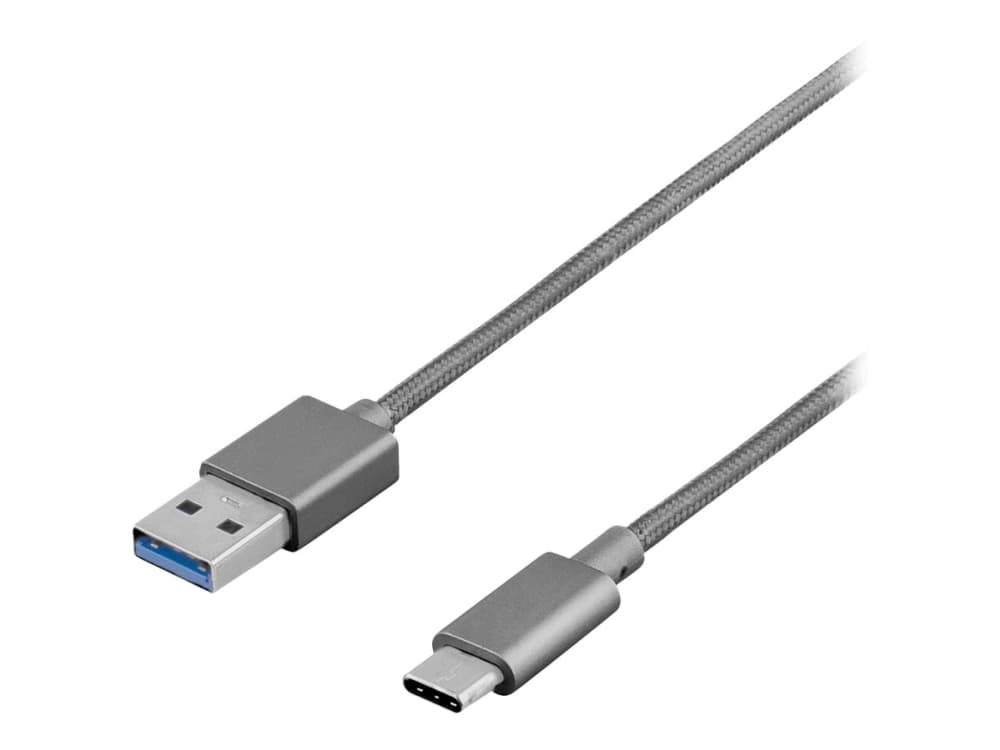 DELTACO Prime USBC-1258 - USB-kabel - USB-C (hane) till USB typ A (hane) - USB 3.1 Gen 1 - 1 m - grå