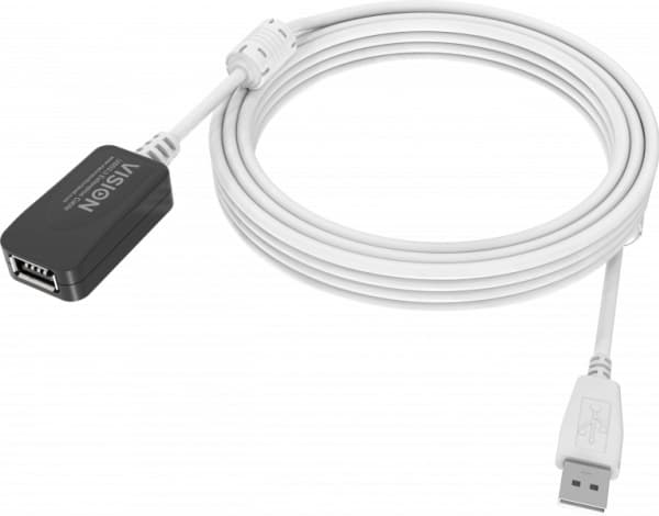 Vision Techconnect - USB-forlengelseskabel - USB (hunn) til USB (hann) - USB 2.0 - 5 m - aktiv - hvit